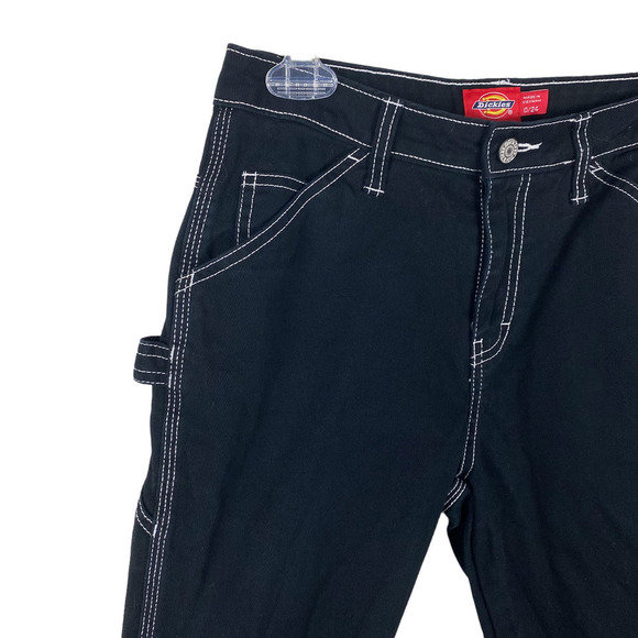 Dickies Black White Contrast Stitch Baggy 90s Cargo Pants 24 - Picture 3 of 3